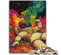 Puzzles 1000 Pieces for Adults Psychedelic Astronaut Family Game Stress Reliever Difficult Challenge Suitable for Couples 50x75cm