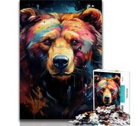 Puzzles 1000 Pieces for Adults Psychedelic Bear Adult Jigsaw,Challenging Game Gifts for Is Ideal As A Gift for The Whole Family (size 38x26cm)
