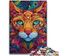 Puzzles 1000 Pieces for Adults Psychedelic Cat Brain Intelligence Challenge Addictive Toys Funny Gift for Ages 14+ 50x75cm
