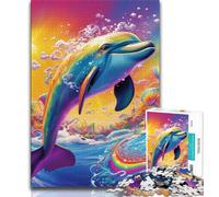 Puzzles 1000 Pieces for Adults Psychedelic Dolphin 1000 Pieces for Teenagers,Quiz Game Wall Decoration Unique Birthday And Xmas Gifts 38x26cm