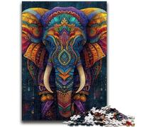Puzzles 1000 Pieces for Adults Psychedelic Elephant Brain Teaser Game Educational Game for Birthday, Chrismas for for Age 14 26x38cm