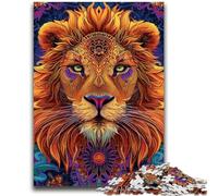 Puzzles 1000 Pieces for Adults Psychedelic Lion Educational Family Game with Fully Interlocking Randomly Shaped Pieces 50x75cm