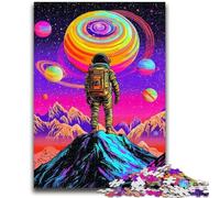 Puzzles 1000 Pieces for Adults Psychedelic Smoke Astronaut Difficult And Challenge with Matching Poster And Trivia Sheet for Age 14 26x38cm