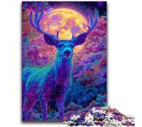 Puzzles 1000 Pieces for Adults Psychedelic Visionary Deer Art, Family Game Stress Reliever Difficult Challenge Enhance Love between Couples 26X38CM