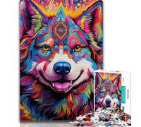Puzzles 1000 Pieces for Adults Psychedelic Wolf Jigsaw,Challenging Game Toys Wall Decoration Unique Birthday And Xmas Gifts 26x38cm