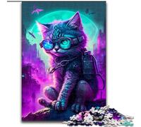 Puzzles 1000 Pieces for Adults Punk Cute Kitten Made of Wood, Making It A Great Gift for Family Fun 50x75cm for Home Decor, Brain Training