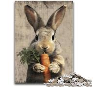 Puzzles 1000 Pieces for Adults Rabbit Eating Carrot Difficult And Challenge with Matching Poster And Trivia Sheet for Age 14 50x75cm