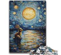 Puzzles 1000 Pieces for Adults Rabbit Under The Moon for And from 14 Years And over Hands-on Game Christmas Game Gifts 50x75cm