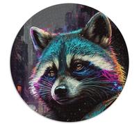 Puzzles 1000 Pieces for Adults Raccoon 1000Pc Adults Round Jigsaw Puzzle Perfect for Family Gatherings, Birthdays, Holidays (Size 67.5x67.5cm)