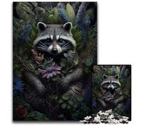 Puzzles 1000 Pieces for Adults Racoon in Jungle StyleWooden Puzzles for Teenagers Family Fun DIY Brain Teaser Game Gift 1000 PCS(75x50cm)
