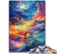Puzzles 1000 Pieces for Adults Rainbow Cloud Educational Family Game with Fully Interlocking Randomly Shaped Pieces 26x38cm