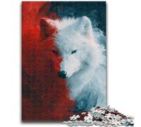 Puzzles 1000 Pieces for Adults Red And White Wolf Adult Puzzles,learning Educational for Is Ideal As A Gift for The Whole Family (75x50cm)
