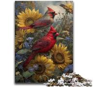 Puzzles 1000 Pieces for Adults Red Bird Sunflower 1000 Piece Puzzle,Learning Educational Toys Family Games Gifts for Friends And Family (75x50cm)