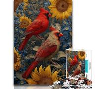 Puzzles 1000 Pieces for Adults Red Bird Sunflower Adult Jigsaw,Challenging Game Gifts for Is Ideal As A Gift for The Whole Family (size 75x50cm)