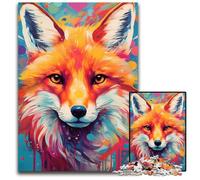 Puzzles 1000 Pieces for Adults Red Fox Potrait Abstract Jigsaw Puzzles Challenging Brain Teaser Family Activity Home Decor 1000 PCS(75x50cm)