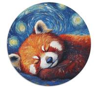 Puzzles 1000 Pieces for Adults Red Panda Starry Sky 1000Pc Adults Round Jigsaw Puzzle Perfect for Family Gatherings, Birthdays, Holidays (Size 67.5x67.5cm)