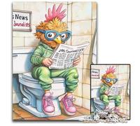 Puzzles 1000 Pieces for Adults Rooster Go Toilet Wooden Jigsaw Perfect for Christmas, Halloween, Easter, New Year 50x75CM/19.68x29.52inch