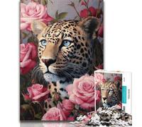 Puzzles 1000 Pieces for Adults Rose Cheetah,Help The Brain Exercise Addictive Toys to Cultivate Patience Artists Collection,Fine Art (38x26cm)