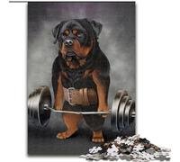 Puzzles 1000 Pieces for Adults Rottweiler Lift Shrug Bar Impossible Jigsaw Puzzles for Adults size 38x26cm for Home Decor, Brain Training