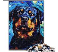 Puzzles 1000 Pieces for Adults Rottweiler Night Sky Impossible Jigsaw Puzzles for Adults size 38x26cm for Home Decor, Brain Training