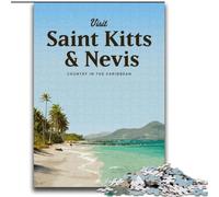 Puzzles 1000 Pieces for Adults Saint Kitts And Nevis Stress Reliever Difficult Challenge Every Piece Is Unique - Challenging Family Fun Game (38x52cm) 1000pcs
