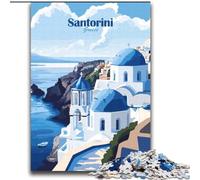 Puzzles 1000 Pieces for Adults Santorini Greece Family Game Stress Reliever Difficult Challenge Secret Santa Gifts (38x52cm) 1000pcs