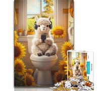 Puzzles 1000 Pieces for Adults Sheep on The Toilet Adult Puzzles,Staycation Kill Time with Fully Interlocking Randomly Shaped Pieces (size 38x26cm)