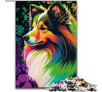 Puzzles 1000 Pieces for Adults Shetland Sheepdog Color Impossible Jigsaw Puzzles for Adults size 50x75cm for Home Decor, Brain Training