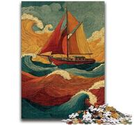 Puzzles 1000 Pieces for Adults Ship Sailing on The Sea Relax Games Educational Game for Birthday, Chrismas for And Age 14 Years Up 26x38cm