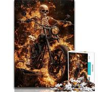 Puzzles 1000 Pieces for Adults Skeleton Riding A Motorcycle, Educational Stress Relief Toy,Every Piece Is Unique - Challenging Family Fun Game Suitable for And 14 38x26cm