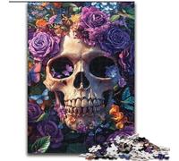 Puzzles 1000 Pieces for Adults Skull And Flowers, Suitable for Ages 14 And Up Home Decor Deal As Gifts for The Whole Family (Size 50x75cm)