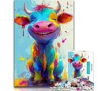 Puzzles 1000 Pieces for Adults Smiling Cute Cow 1000 Pieces for Adults,Vibrant And Unique Design Relaxing & Challenging Puzzle Experience (size 75x50cm)