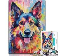 Puzzles 1000 Pieces for Adults Smiling German Shepherd Teenager Jigsaw,Brain Intelligence Challenge Addictive Toys for Home Decoration 26x38cm