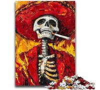 Puzzles 1000 Pieces for Adults Smoking Mexican Skull Puzzles for Teenagers,Stress Reliever Staycation Kill Time Enhance Love between Couples (38x26cm)