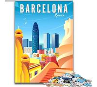 Puzzles 1000 Pieces for Adults Spain Barcelona TraveL Art Family Game Stress Reliever Difficult Challenge Secret Santa Gifts (50x75cm) 1000pcs