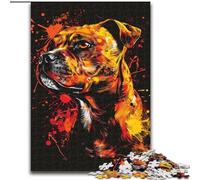 Puzzles 1000 Pieces for Adults Staffordshire Bull Terrier Dog Made of Wood, Making It A Great Gift for Family Fun 50x75cm for Home Decor, Brain Training