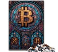 Puzzles 1000 Pieces for Adults Stained Glass Bitcoin for And from 14 Years And over Hands-on Game Christmas Game Gifts 50x75cm
