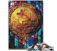Puzzles 1000 Pieces for Adults Stained Glass Bitcoin for And from 14 Years And over Hands-on Game Christmas Game Gifts 26x38cm