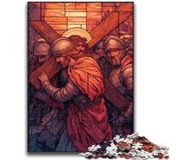 Puzzles 1000 Pieces for Adults Stained Glass Jesus Teenager Puzzles,Fun Games Every Piece Is Unique - Challenging Family Fun Game (75x50cm)