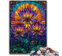 Puzzles 1000 Pieces for Adults Stained Glass Lotus 1000 Pieces for Adults,Learning Educational Toys Family Games Unique Birthday And Gifts (38x26cm)