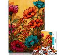 Puzzles 1000 Pieces for Adults Stained Glass Wildflowers Adult Jigsaw,Challenging Game Gifts for Is Ideal As A Gift for The Whole Family (size 75x50cm)