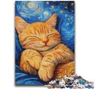 Puzzles 1000 Pieces for Adults Starry Sky Orange Cat for And from 14 Years And over Hands-on Game Christmas Game Gifts 26x38cm
