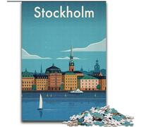 Puzzles 1000 Pieces for Adults Stockholm, Challenging Game Toys Wall Decoration Unique Birthday And Xmas Gifts 50x75cm
