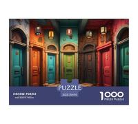 。 Puzzles 1000 Pieces for Adults -Strange Coloured Doors - Fun Educational Games Beautiful 1000 Piece Decoration Puzzle （Maze Art）70x50cm/1000pcs