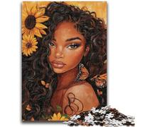 Puzzles 1000 Pieces for Adults Sunflower African Woman Relax Games Educational Game for Birthday, Chrismas for And Age 14 Years Up 26x38cm