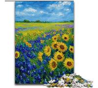 Puzzles 1000 Pieces for Adults Sunflower Field Wooden Puzzles 50X75CM Brain Challenge Game for Teenagers & Family Interaction