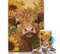Puzzles 1000 Pieces for Adults Sunflower Heights Cow,Help The Brain Exercise Addictive Toys to Cultivate Patience Artists Collection,Fine Art (75x50cm)