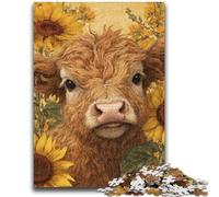 Puzzles 1000 Pieces for Adults Sunflower Heights Cow Puzzles for Teenagers,Fun Games Every Piece Is Unique - Challenging Family Fun Game (50x75cm)