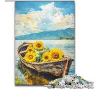 Puzzles 1000 Pieces for Adults Sunflowers on The Boat Puzzles for Adults for Family & Friends, Brain-Teasing Challenge (Size 26x38cm)