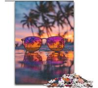 Puzzles 1000 Pieces for Adults Sunglasses on The Beach Impossible Jigsaw Puzzles for Adults Interactive Family Game, DIY Home Decor, Challenging Brain Teaser Gift (Size 50x75cm)